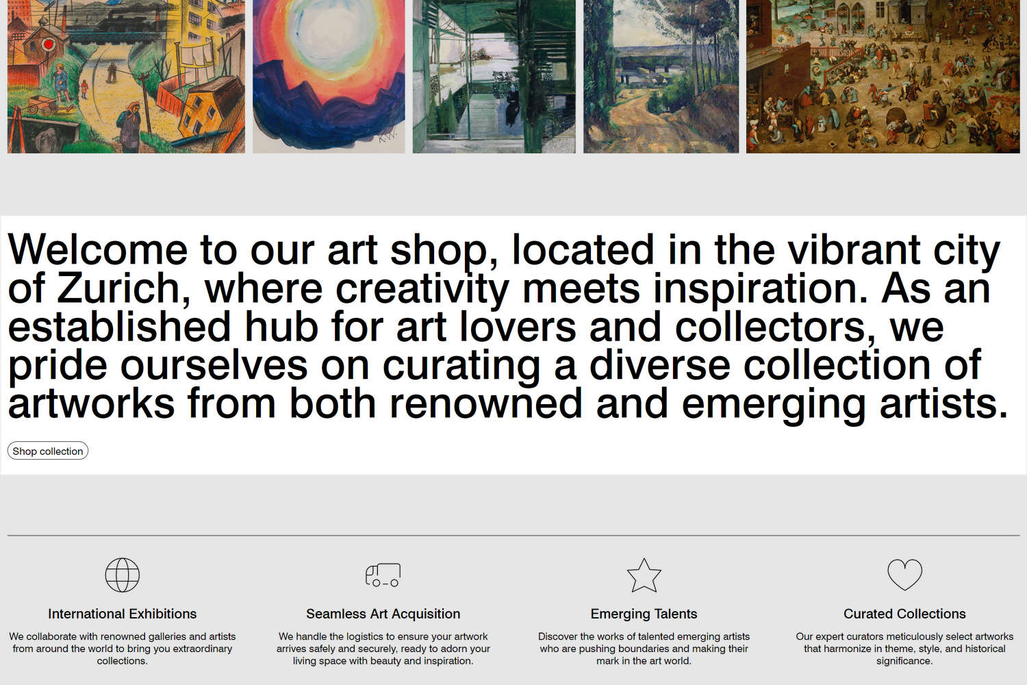 An example Feature text section on a store's home page.
