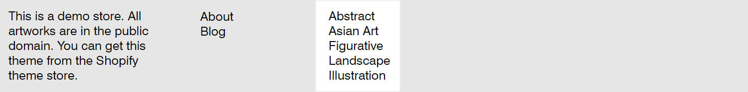 A second example Menu block inside a Footer section.
