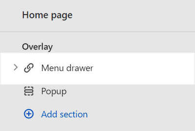 The Menu drawer section selected in Theme editor.