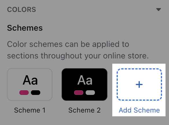 Click add scheme to add a new color scheme