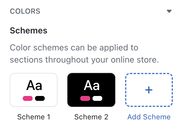 Color schemes in the theme editor