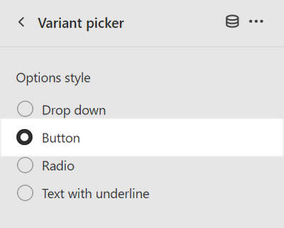 The Options style dropdown in Theme settings