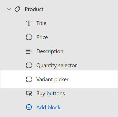 The variant picker option in the Product section in Theme editor.