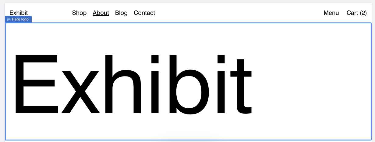 Example of the Hero logo section in Theme editor