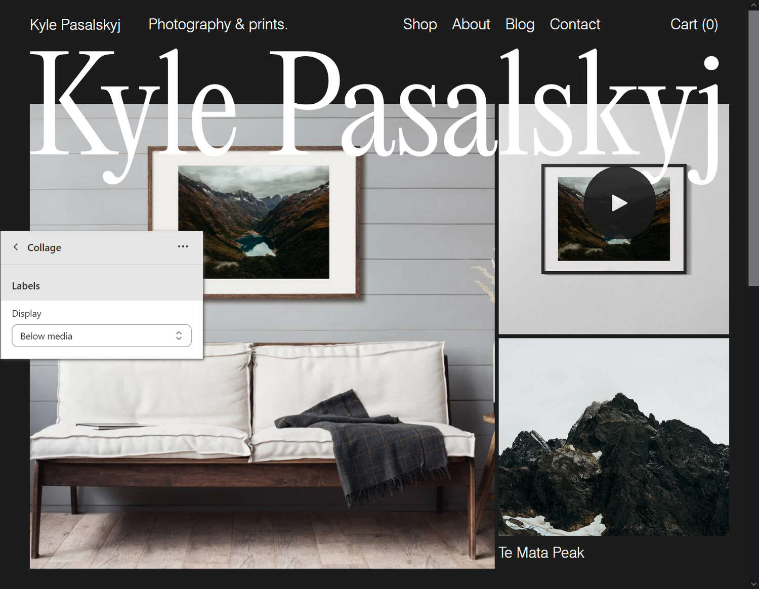 An example Collage section on a store's Homepage page.