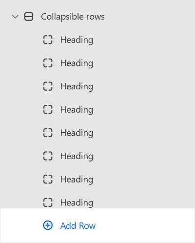 The Collapsible rows Add block menu in Theme editor.
