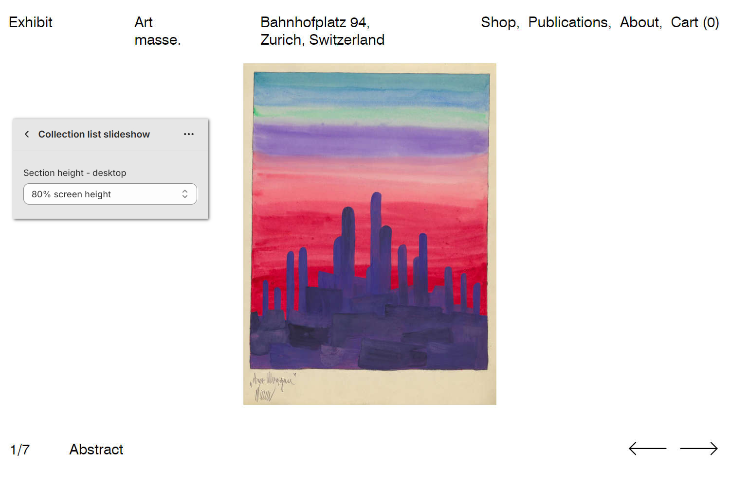 An example Collection list slideshow section on a store's Homepage page.