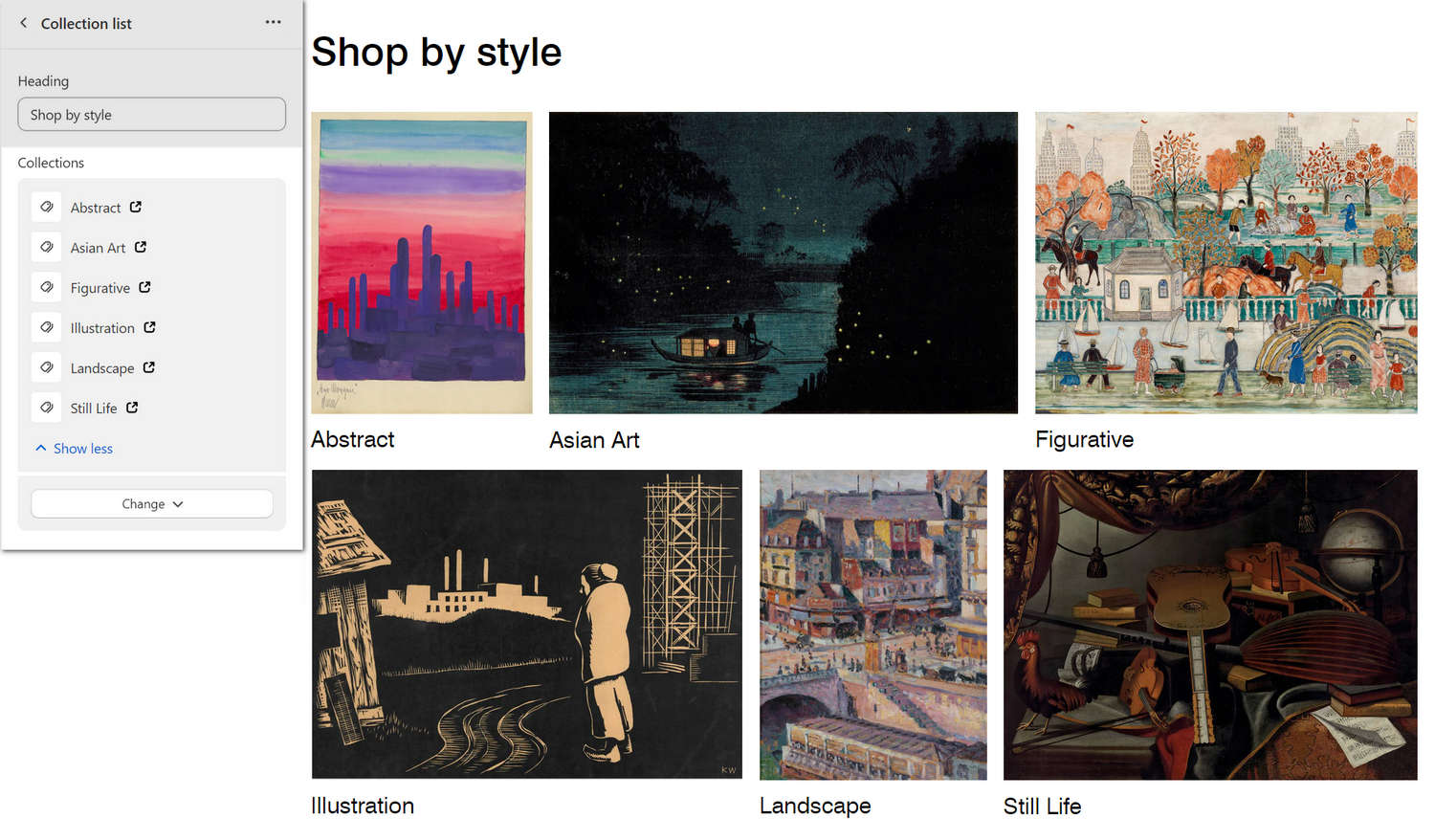 An example Collection list section on a store's todo page.