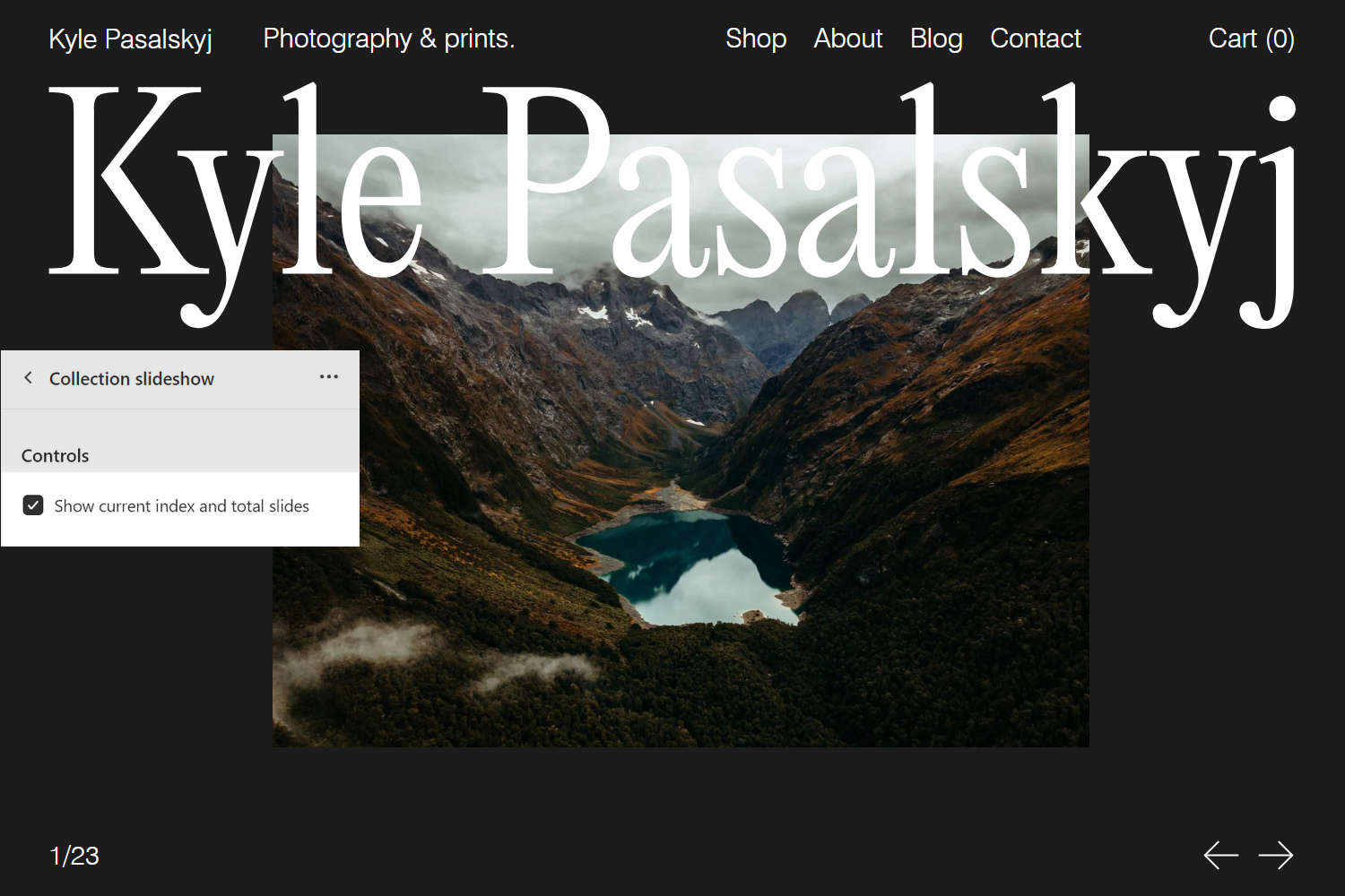 An example Collection slideshow section on a store's todo page.