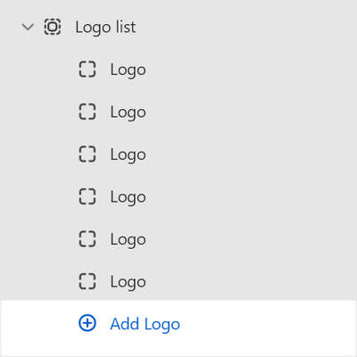 The Logo list's Add block menu in Theme editor.