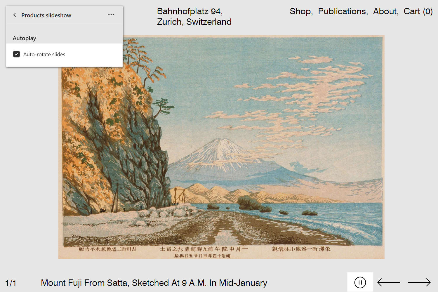 An example Products slideshow section on a store's Homepage.
