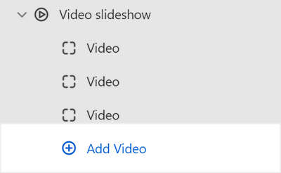 The Video slideshow section's Add block menu in Theme editor.