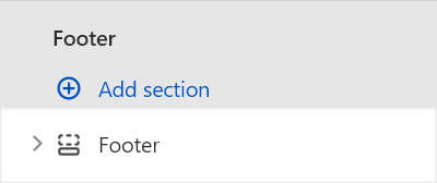 The Footer section selected in Theme editor.