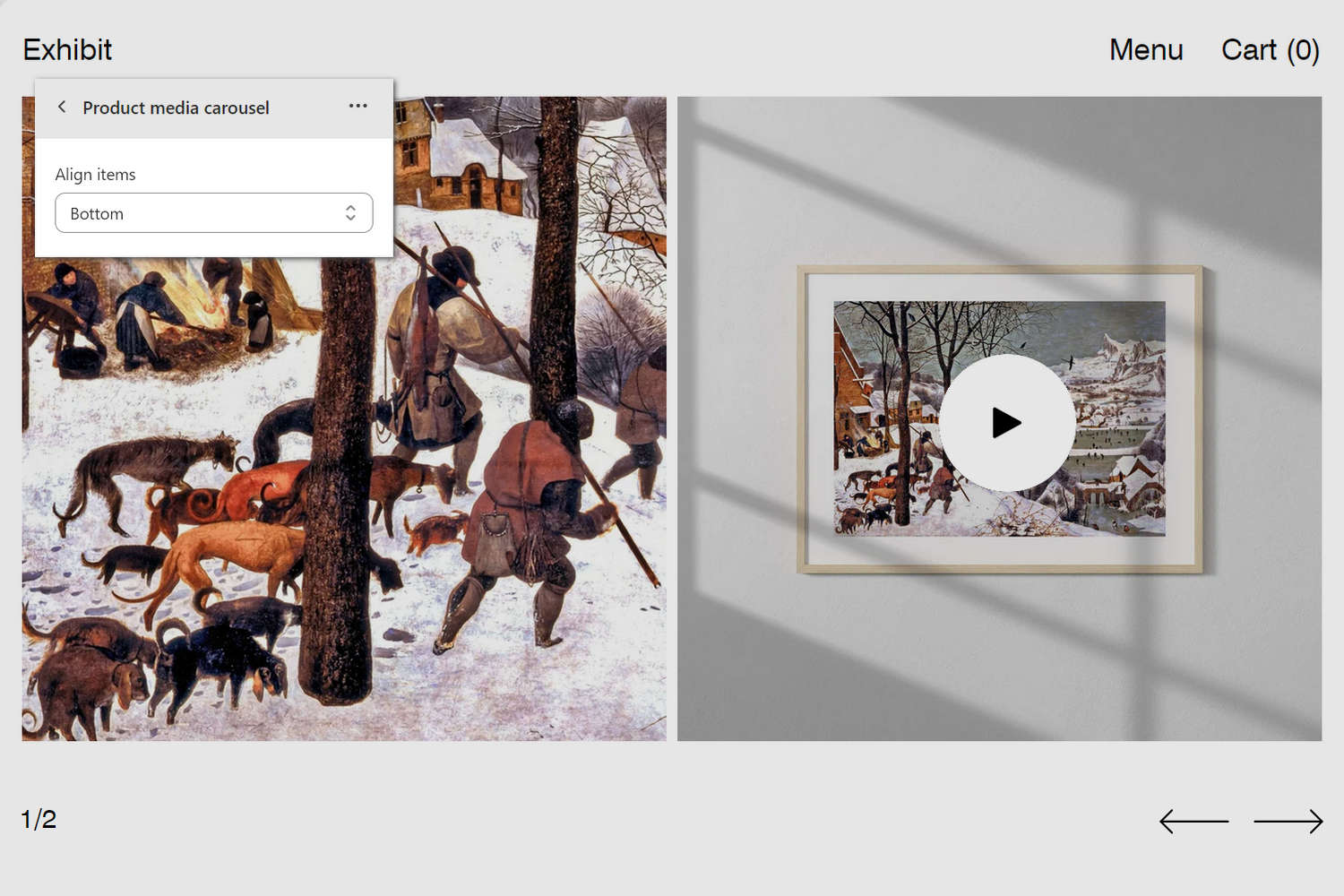 An example Product media carousel section on a store's Product page.