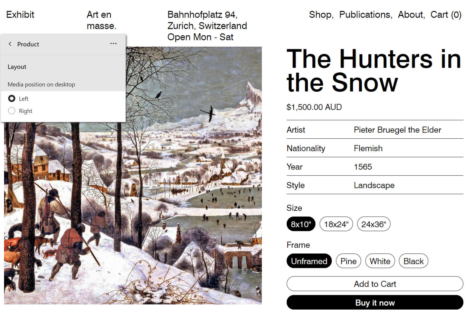 An example Product section on a store's Product page.