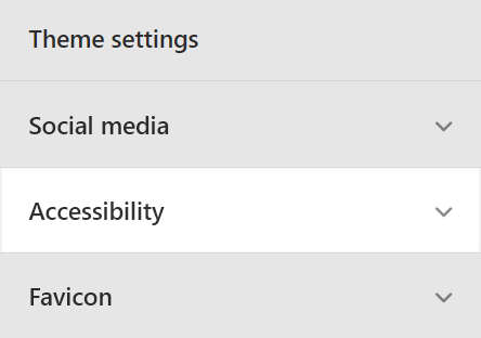 The Theme setting's Accessibility menu.
