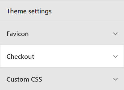 The Theme setting's Checkout menu.