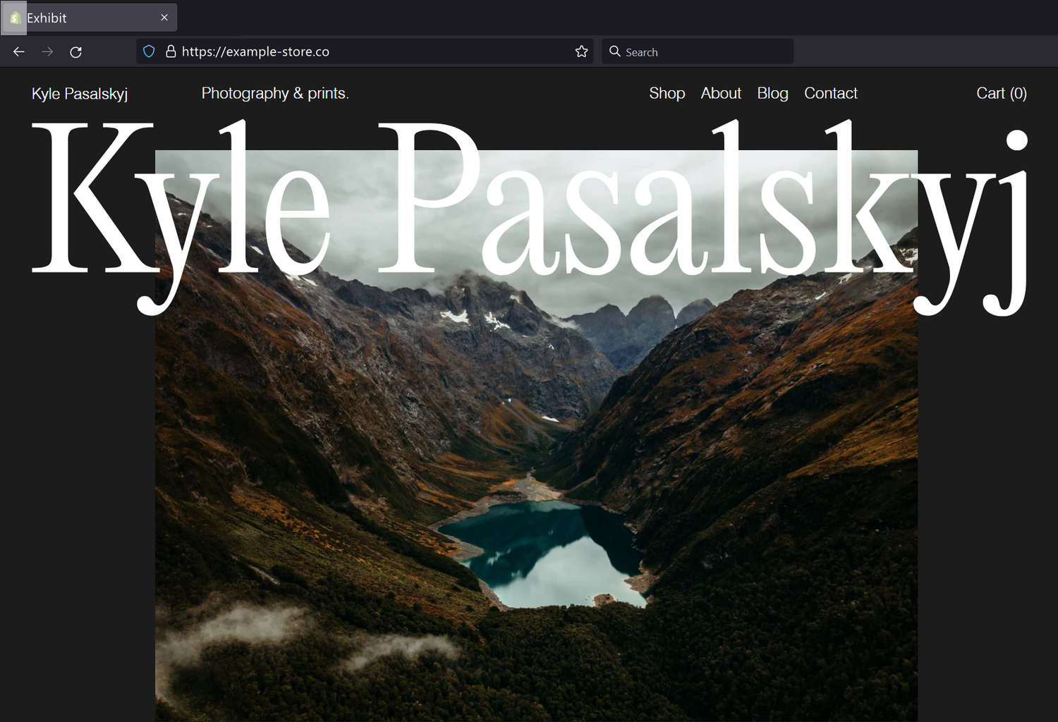 An example store's homepage with the Theme settings's Favicon menu open in Theme editor.