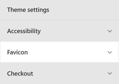 The Theme setting's Favicon menu.