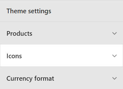 The Theme setting's Icons menu.