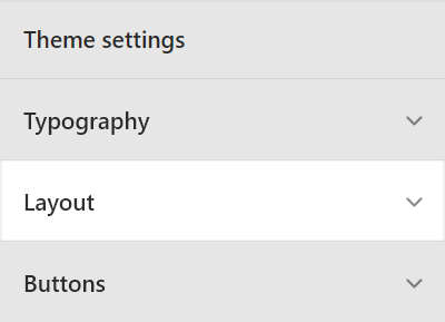 The Theme setting's Layout menu.