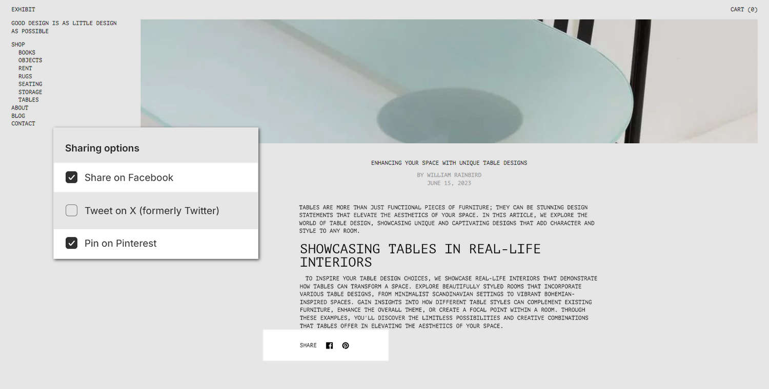 An example store's homepage with the Theme settings's Social media menu open in Theme editor.