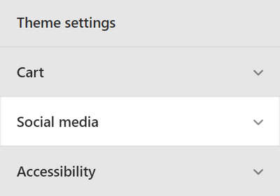 The Theme setting's Social media menu.