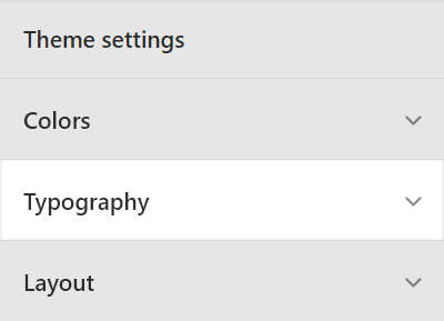 The Theme setting's Typography menu in Theme editor