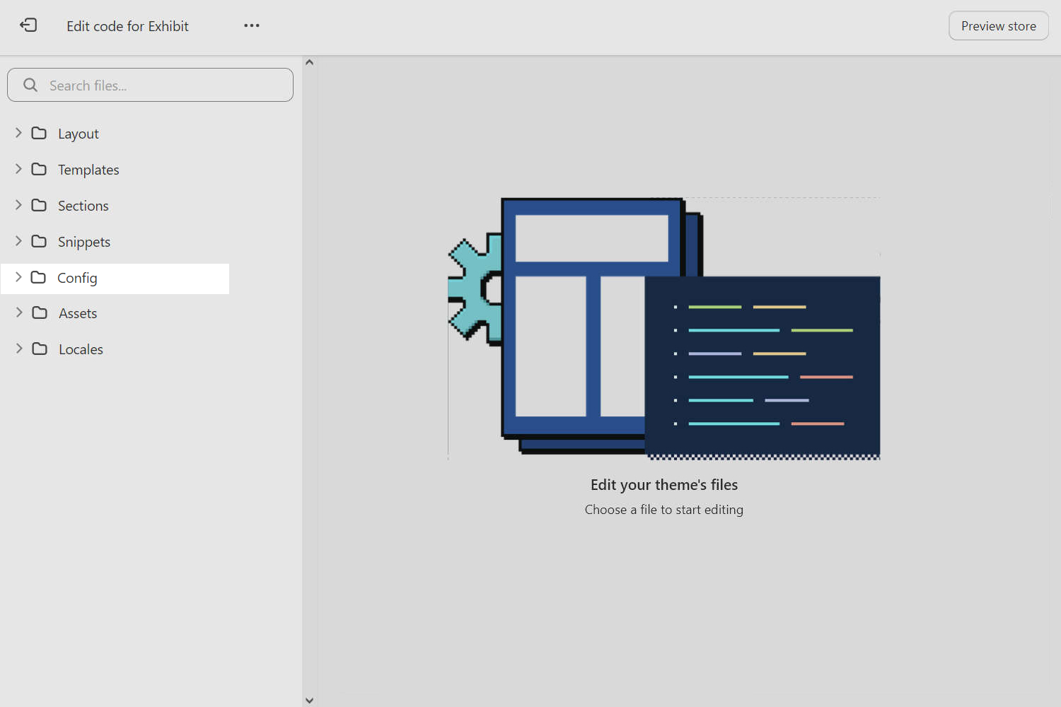 Screenshot of the config folder in Code editor.