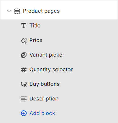 The Product pages section selected in Theme editor.