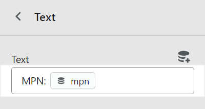 Example prefix text added to a Text box, inside the text block settings, in Theme editor.