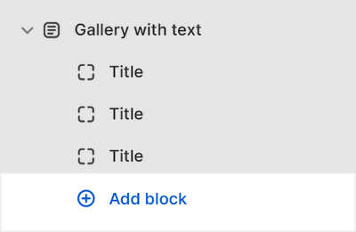 The add block menu in Theme editor.