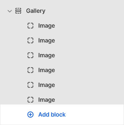 The add Image block menu in Theme editor.