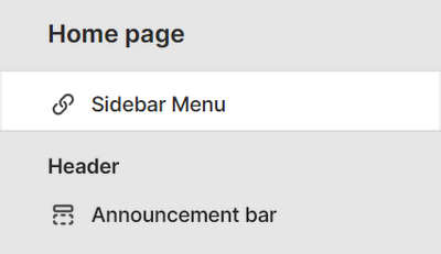 The Sidebar menu section selected in Theme editor.