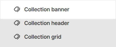 The Collection banner section selected in Theme editor