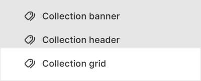 The Collection grid section selected in Theme editor