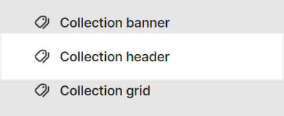 The Collection header section selected in Theme editor