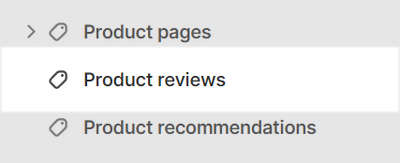 The Product reviews section selected in Theme editor