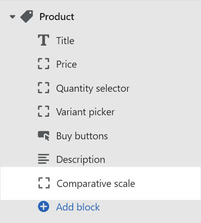 The Product section's settings menu in Theme editor.