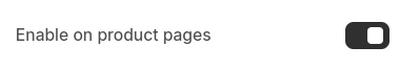 The Enable color swatches on product pages option in Shopify's Theme editor.