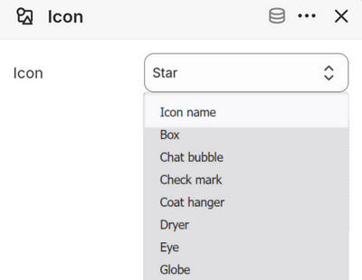 An example custom icon option selected in the Theme editor.
