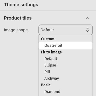 An example custom shape in the Theme settings menu in the Theme editor.