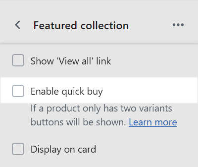 The Enable quick buy checkbox in Theme editor.