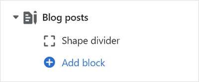 The Blog posts's Add block menu in Theme editor.