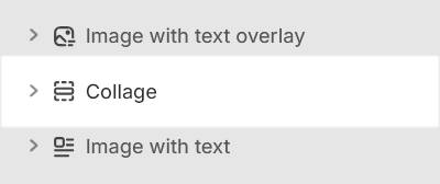 The Collage section selected in Theme editor.