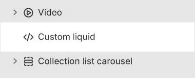 The Custom liquid section selected in Theme editor.