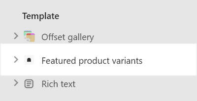 The Featured product variants section selected in Theme editor.
