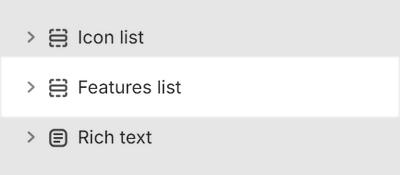 The Features list section selected in Theme editor.