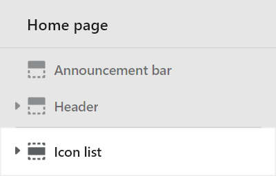The Icon list section selected in the Theme editor.