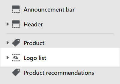 The Logo list section selected in Theme editor.